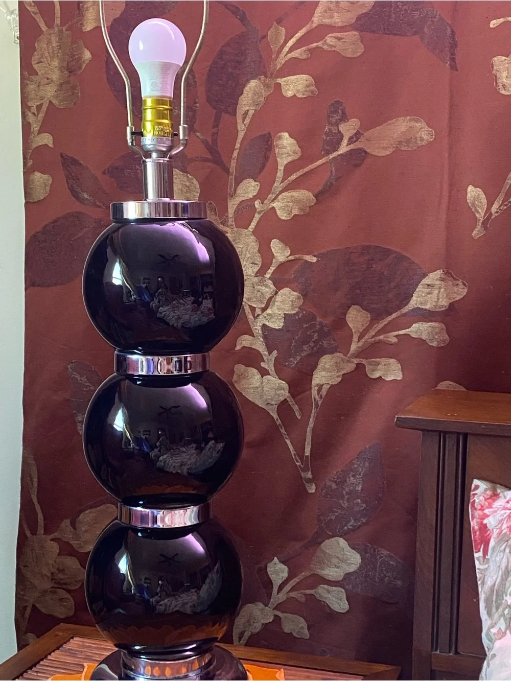 1970s George Kovacs Style Black & Chrome Stacked Ball Table Lamp